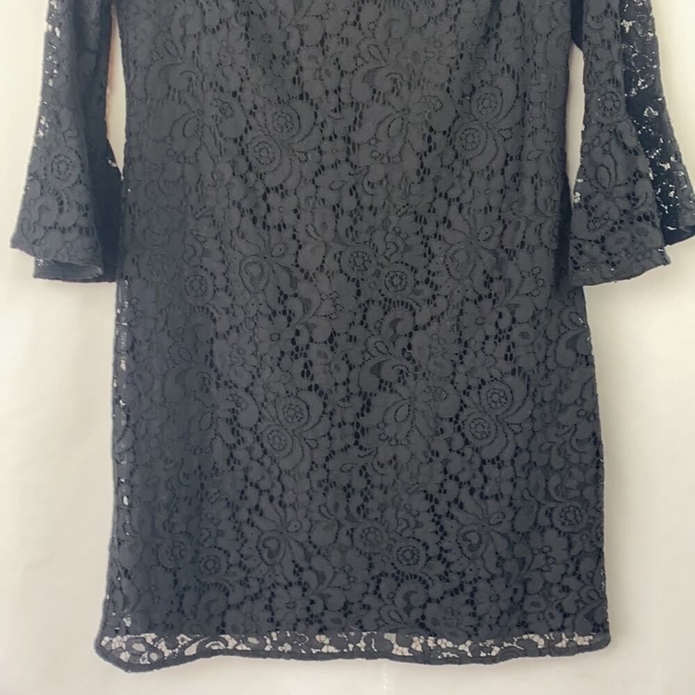 Ann Taylor Women's Black Lacy Long Sleeve Dress Size 00 Petite - Picture 3 of 12